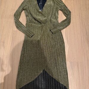 Elegant Olive Green Wrap Dress